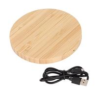 ASHATA Caricabatterie Wireless in Legno di Bambù, Pad di Ricarica Portatile per Note 8 S8 S7 S6 S10 S9, Caricabatterie Veloce Sottile da 10 W