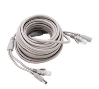 ASHATA Cavo Ethernet, 5M / 10M / 15M / 20M RJ45 + DC Cavo Ethernet CCTV Testa Maschio e Femmina Jack 2.1mm / 5.5mm per telecamere IP NVR 10 Mbps / 100 Mbps(10M)