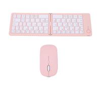 ASHATA Combo Tastiera e Mouse Pieghevole Bluetooth 5.0, Set Wireless Rosa Portatile Ricaricabile per Telefono PC Portatile