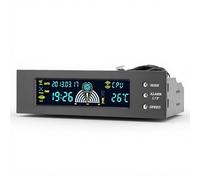 ASHATA Computer Regolatore di velocità a 3 ventole Controllo a Temperatura CPU/HDD/SYS Pannello Anteriore LCD 5,25 Pollici STW 5023, Supporto per visualizzazione 'ora del Calendario perpetuo