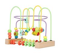 ASHATA Cubo di attività Labirinto di Perline di Legno per Bambini da 1 a 3 Anni, Giocattolo Educativo Montagne Russe con Abaco Scivolo di Frutta, Giocattoli Sensoriali per Apprendimento della