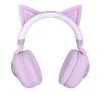 ASHATA Cuffie Bluetooth a forma di gatto con microfono e luci RGB per un'esperienza di apprendimento divertente, 20 ore di durata della batteria (viola)