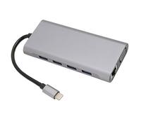 ASHATA Docking Station per Laptop USB C 11 in 1, Adattatore Multiporta Hub USB C 4xUSB3.0 4K a 30 Hz per HDMI VGA RJ45 Ethernet PD Ricarica Lettore di Schede di Memoria Audio da 3,5 Mm