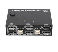 ASHATA Dual KVM Switch, 2 Monitor, 2 Computer, 8K 30Hz, DisplayPort, USB 2.0, Plug and Play per Ufficio, Sala Conferenze