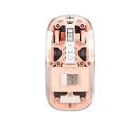 ASHATA Fantastico Mouse WirelessTrasparente - Clic Silenzioso, Luci Respiratorie Colorate, 4 DPI Regolabili - Doppia modalità BT5.1 2.4G, Dimensioni Compatte (PINK)