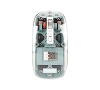 ASHATA Fantastico Mouse WirelessTrasparente - Clic Silenzioso, Luci Respiratorie Colorate, 4 DPI Regolabili - Doppia modalità BT5.1 2.4G, Dimensioni Compatte (Pasta Di Fagioli Verde)