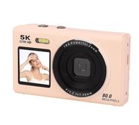 ASHATA Fotocamera Digitale, Fotocamera Compatta a Doppia Lente da 5k da 80 MP con Zoom 18x e Schermo UHD da 2,8 Pollici, Trasferimento Istantaneo Wifi per Adolescenti Principianti per (PINK)