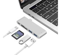 ASHATA Hub USB C, adattatore multiporta 6 in 1, adattatore USB C a lettore di schede di tipo Ethernet splitter docking station per computer portatile, smartphone, tablet