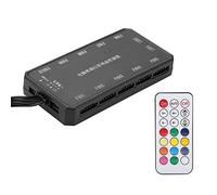 ASHATA Hub Ventola Integrato a 12 Porte, Alimentazione Fino a 10 Ventole, Ventole RGB e Controller per Strisce LED con Telecomando, Controller Ventola Colorato con Controllo Wireless