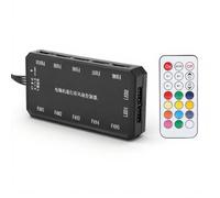 ASHATA Hub Ventola Integrato a 12 Porte, Alimentazione Fino a 10 Ventole, Ventole RGB e Controller per Strisce LED con Telecomando, Controller Ventola Colorato con Controllo Wireless