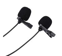 ASHATA Microfono Lavalier, microfono a condensatore a doppia testa con clip da 3,5 mm, microfono lavalier professionale con raccolta del suono attivo/tecnologia di risparmio energetico attivo per