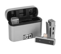 ASHATA Microfono Lavalier Ricaricabile, Microfono Wireless con e Custodia di Ricarica, Cancellazione Intelligente del Rumore, Tipo C, per, PC, Registrazione Video, Interviste,