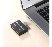 ASHATA Mini Hub USB Caricatore a 2 Porte di Alta qualità per unità Flash USB del PC, Adattatore Doppio Portatile Bianco per Telefono Cellulare, Computer, ABS 4 * 4 * 1 Cm (BLACK)