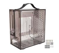 ASHATA Mini ITX PC case, 23 x 20,5 x 12 cm compatto in acrilico trasparente per scheda madre ITX con design cavo aperto a 360 gradi, per alimentazione Flex e scheda grafica da 190 mm (nero)