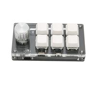ASHATA Mini Tastiera a 6 Tasti con Manopola, Tastiera da Gioco a 6 Tasti, Interruttore Blu USB Cablata Wireless Bluetooth Connessione Dual Mode Tastiera Meccanica Programmabile Fai-da-Te (Bianco)