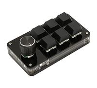 ASHATA Mini Tastiera a 6 Tasti Tastiera da Gioco Meccanica a Una Mano con Manopola, Tastiera Programmabile USB Fai-da-Te Tastiera da Gioco OSU Retroilluminata RGB per Ufficio da Gioco