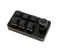 ASHATA Mini Tastierino a 6 Tasti e 1 Manopola con Interruttore Blu Sostituibile a Caldo, Programmazione Macro Personalizzata, Separazione dei Cavi, Prestazioni di Gioco Migliorate per