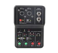 ASHATA Mixer audio a 2 canali, scheda audio USB 48 V Phantom Power Compact Sound Mixing Console, scheda audio USB per la registrazione di musica per la casa Karaoke Internet Karaoke