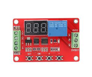 ASHATA Modulo Comparatore di Tensione Finestra Digitale DVB01 Rosso 0 100 V CC Display di Misurazione della Tensione con Funzioni di Ritardo, Tester di Automobilistico 12 V 24, Limite Superiore (24V)