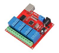 ASHATA Modulo relè 24 V, modulo relè 4 canali Modulo relè Controller Smart Switch USB per Computer, Chip di Controllo USB ad Alte Prestazioni Modulo relè DC 24 V Scheda di espansione PC Rosso