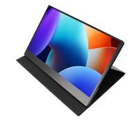 ASHATA Monitor Portatile, 15,6 Pollici 1920 X 1080p FHD USB C Touch Screen Esterno con Custodia Protettiva in Pelle PU, per la Riunione di Business dei Giochi per Telefoni con PC per