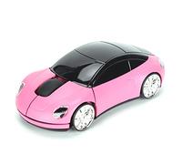 ASHATA Mouse Wireless 2.4G, Mouse per Auto Carino con Ricevitore USB, Mouse Ottico 1600 DPI per Tablet PC Portatile, con Luce a LED (Rosa)