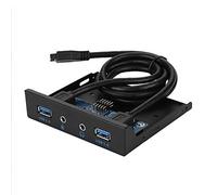 ASHATA Pannello Anteriore USB 3.0, Hub Super Speed USB 3.0 a 2 Porte e Pannello Anteriore 3,5 Pollici con Porta Audio/Microfono HD, Pannello Frontale Multifunzione USB 3.0 per unità