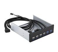 ASHATA Pannello Frontale USB 3.0 Super Speed, Hub USB Frontale Multifunzione in Metallo con 4 Porte USB 2.0 + 2 USB 3.0.6 Porte USB Hub USB Anteriore con Cavo Pin 19Pin per PC Computer