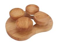 ASHATA Poggiatesta per Sauna in Legno, Cuscino per Sauna Girevole con Materiale in Quercia e 4 Superfici Concave per Alleviare Il Dolore al Collo e alle Spalle e Rilassare la Testa