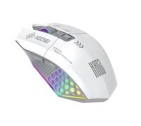 ASHATA RGB - Mouse da Gioco Wireless Wired/BT/2.4G 2.4G 2.4G 3 modalità di connessione con 12000 DPI 1000 Hz Polling Rate Immersive RGB Luci Design Ergonomico per (Bianco Grigio)