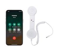 ASHATA Ricevitore Telefonico retrò, Tipo C Telefonico retrò Cablato Stile Ricevitore con Maniglia di Linea Fissa con Controllo del Volume Ergonomico, per Videoconferenza con Cellulare (WHITE)