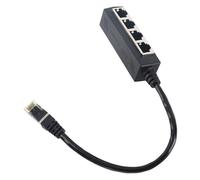 ASHATA RJ45 Splitter Adapter 1 to 4 Port Network Cable Extender | Nucleo placcato in oro, miglioramento del segnale, configurazione Home Office, splitter Ethernet, Plug and Play