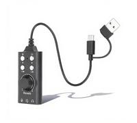 ASHATA Scheda audio USB, Scheda audio stereo esterna con controllo del volume e cambio vocale Adattatore USB Fino a 3,5 mm Jack per PC -laptop Gaming Headset Microfono