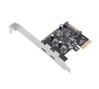 ASHATA Scheda di Espansione PCIe USB 3.2 Gen 1 Type C a 2 Porte, Trasferimento Dati Ad Alta velocità 5 Gbps con Chip ASM1042 per PC Desktop Wins 7 8 10, Senza Bisogno di Alimentazione