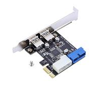 ASHATA Scheda PCI-E USB 3.0, 2 Porte PCI Express alla Scheda di espansione USB, Supporto 5 Gbps, convertitore per hub USB3 PCI-E Interno per Host PC Desktop, Supporto 10/8.1/8/7 / XP