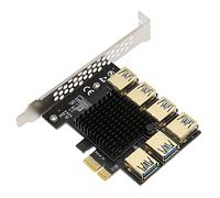 ASHATA Scheda Riser PCIE da 1 a 6, Splitter PCIE da 1 a 6 Scheda Riser PCIE, Dissipatore di Calore IC, Scheda Moltiplicatore Adattatore USB 3.0, Scheda di Espansione PCIE a, per Dos,