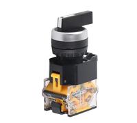 ASHATA Selettore Rotativo con Reset Automatico a 3 Posizioni da 22 Mm Maniglia Lunga LA38 20BX33, Interruttore di Controllo 10A per relè Contattore di Avviamento Elettromagnetico