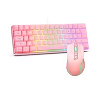ASHATA Set di tastiera e mouse da gioco RGB, set mouse e tastiera con tappetino per mouse, design ergonomico, retroilluminazione personalizzabile, interruttori meccanici, sensore ottico ad alta