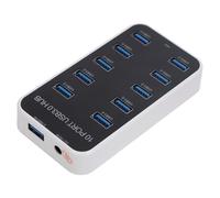 ASHATA Splitter hub USB 3.0 a 10 porte con trasmissione rapida per un uso versatile su PC e Mac, design durevole