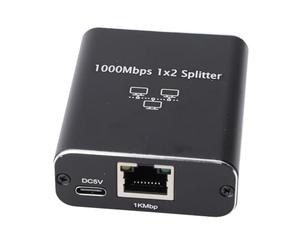ASHATA Splitter RJ45 Gigabit 1000 Mbps con cavo di alimentazione USB per soluzioni di rete desktop e console di gioco 1 pezzo (da 1 a 2)