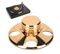 ASHATA Stabilizzatore del Peso del Disco, Stabilizzatore del Disco per Giradischi LP in Alluminio per Altoparlante del Telaio del Giradischi CD HiFi, con Riduttore di Vibrazioni con (GOLD)