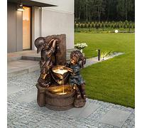 ASHATA Statua da Giardino per Ragazzo e Ragazza, Statua per Bere Baciare con Bagno d'acqua a Pressione in Resina, Ornamenti per Aiuole all'aperto per il Prato del Cortile di Casa (Scultura d'acqua