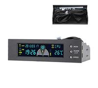 ASHATA STW5023 Display di Espansione Esterno per Monitor della Temperatura del Computer da 5,25 Pollici, 3 Ventole velocità CPU PC HDD SYS Pannello Frontale LCD di Controllo della