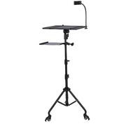 ASHATA Supporto Proiettore con Ruote, Treppiede per Laptop da 60 A130 Cm con Vassoio, Supporto per Pavimenti per Laptop Regolabile Ad Angolo di Altezza con Interruttore Freno Elastico Cinghia Anti