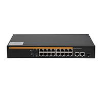 ASHATA Switch Ethernet 16 Porte 10/100Mbps con Uplink 2 Gigabit e Porta | Sicurezza Gestita, Tabella MAC 8K, Supporto VLAN, Custodia in Metallo, per Reti di Uffici, Case e Piccole Imprese