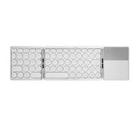 ASHATA Tastiera Bluetooth Pieghevole con Touchpad, Tastiera Bluetooth Pieghevole Portatile Mini Tastiera Wireless Ultrasottile per iOS Android Windows PC Tablet Smartphone (Silver)