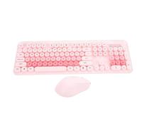 ASHATA Tastiera e Mouse Wireless Carini, Tastiera da Macchina da Scrivere a 104 Tasti con Copritasti Rotondi retrò per PC Laptop Desktop Casa e Ufficio, con Tastierino Numerico, 12 Tasti (PINK)