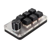 ASHATA Tastiera Macro Programmabile USB, Tastiera Macro con Interruttore Rosso con Manopole Personalizzate, Tastiera da Gioco Meccanica Tastierino con una Sola Mano, Tastiera (6 chiavi