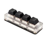 ASHATA Tastiera Macro Programmabile USB, Tastiera Macro con Interruttore Rosso con Manopole Personalizzate, Tastiera da Gioco Meccanica Tastierino con una Sola Mano, Tastiera (4 chiavi)