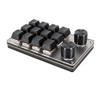 ASHATA Tastiera Macro Programmabile USB, Tastiera Macro con Interruttore Rosso con Manopole Personalizzate, Tastiera da Gioco Meccanica Tastierino con una Sola Mano, Tastiera (12 tasti